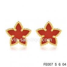 Cheap Van Cleef & Arpels Sweet Alhambra Star Earrings Yellow Gold,Carnelian